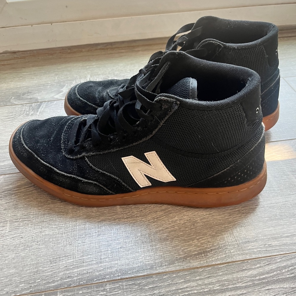 New Balance Black and White High-Tops with Gum Sole
